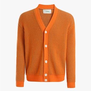 NEW ✅ YITAI - Citrus Melange Waffle Knit Cardigan (Orange, Blue)